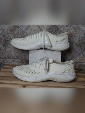 Mens CROCS Literide Cream Lace Up Comfort Shoes Size 10 M